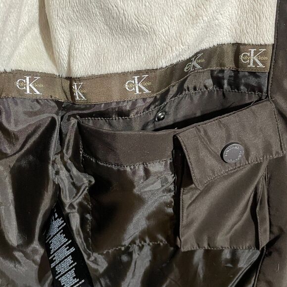 Calvin Klein Puffer Jacket Duck Down Waterfowl Feathers Brown Small - Picture 8 of 11